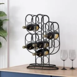 Ferrat 13 Bottle Tabletop Cactus Wine Rack By Christopher Knight Home - Black