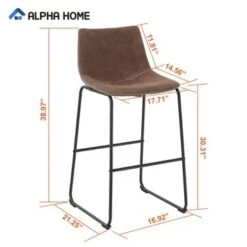 Carbon Loft Aube Vintage Faux Leather Bar Stools (Set Of 2) - Grey -Elegance Barware b1ec4690 7127 4ebb a2f9 bd615043b3f5