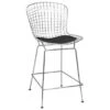 Carbon Loft Flossie Chrome Wire Counter Stool With Faux Leather Interchangeable Seat Pads - Black