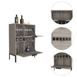 Boahaus Belfast Bar Cabinet (Grey) - Grey - MDF -Elegance Barware b1fa1ef1 17ff 47d5 9a0f 1ebd55ee51f5