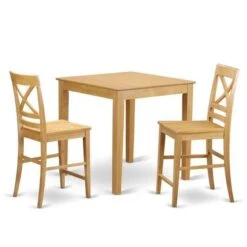 East West Furniture 3-Piece Dining Room Set Includes A Wooden Table And Dining Room Chairs - Oak Finish (Color Option) - N/A - PBQU3-BLK-W -Elegance Barware b20b5136 3cfd 4f74 8105 0b59dacc82aa