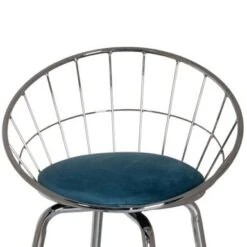 Hillsdale Bullock Basket-style Back Metal Swivel Counter Height Stool - N/A - Chrome And Teal Blue - Counter Height