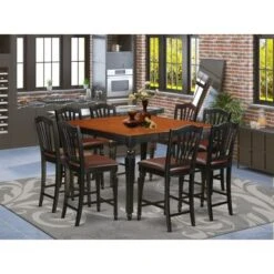 9-pieces Square Dining Room Pub Set -a Table And 8 Counter-height Chairs - Black And Cherry Finish (Seat's Type Options) - CHEL9-BLK-C -Elegance Barware b4197ce6 237c 49eb 8599 c40f7a3a2f51