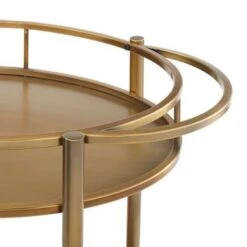 Lifestorey Devin Oval Metal Bar Cart - Gold -Elegance Barware b426014d adaa 46e4 b4d6 47c84402f921