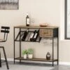 Boster 8 Bottle Wine Rack Console Table With Storage By Christopher Knight Home - Black + Natural