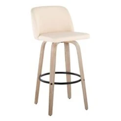 The Gray Barn Vallberga 30" Fixed-Height Bar Stool With White Washed Wood Base (Set Of 2) - Light Green Fabric/Round Black Footrest -Elegance Barware b4456e14 ed05 4b9c aebc 08aca4dfd1e3