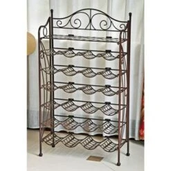 International Caravan Iron 24-bottle Wine Rack With Shelf - Rustic Brown -Elegance Barware b4772f16 89aa 4b32 bfa6 a0833182ad37