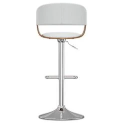WYNDENHALL Calinda Mid Century Modern Adjustable Swivel Bar Stool - White -Elegance Barware b56814d3 8844 4e85 a254 26aca49ebe71