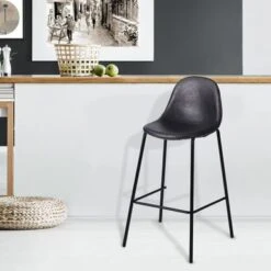 Porthos Home Tuca Bar Stools Set Of 2, PU Leather Upholstery, Iron Legs - Brown -Elegance Barware b646375b 484e 4487 8bdb d6ff47bd268b