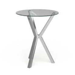 Coaster Furniture Denali Chrome Round Glass Top Bar Table - Silver