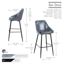Porthos Home Umi Bar Stools Set Of 2, PU Leather Upholstery, Iron Legs - Brown -Elegance Barware b68c38a3 4d0e 4242 8ff9 72993becb5cd