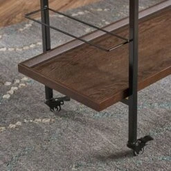 Gerard Modern Industrial 2-Tier Wood Bar Cart With Wheels By Christopher Knight Home - 38.00" W X 16.10" D X 33.00" H - Brown -Elegance Barware b6ce6ab2 5c23 4fa2 b440 36c2efb5abc7