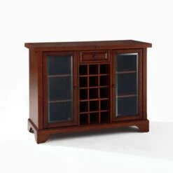 LaFayette Sliding Top Bar Cabinet In Vintage Mahogany Finish - 47.75 "W X 19 "D X 36 "H - MDF/Rubberwood - Mahogany -Elegance Barware b715323e 1baf 45a5 820b d63f21635c0a
