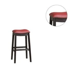 Burgundy PU Upholstery Bar Stool, Set Of 2 - Bar Height -Elegance Barware b777bcd8 d515 4c88 87df f6c88dcfd92e