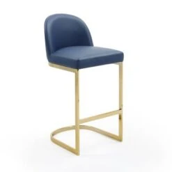 Silver Orchid Boardman PU Leather Bar Stool/Counter Stool Chair - Navy - Bar Height