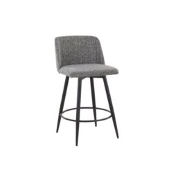 Carson Carrington Vallberga 26" Counter Stool With Black Metal Base (Set Of 2) - Grey Faux Leather/Round Black Footrest -Elegance Barware b7b1f3e3 0212 40c0 a598 74dc65496298