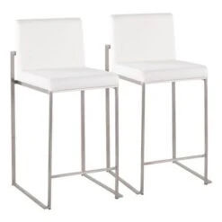Silver Orchid Forrest High Back Counter Stool - Set Of 2 - White Faux Leather & Black -Elegance Barware b7c0ebac a296 4fdd 928c 411a4f4b3be7
