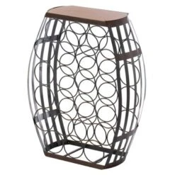Vintiquewise Barrel Shaped 22 Bottles Decorative Table Wine Rack Storage - Brown -Elegance Barware b89f5384 3b21 4065 bf38 37a496d23fb7