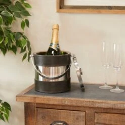 The Novogratz Leather Ice Bucket With Lid - 8 X 7 X 12 - Brown -Elegance Barware b8b5a49b a044 40ba a098 d288f9b2a904