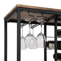 Wine Rack Table With Glass Holder, Wine Bar Cabinet With Storage - Black -Elegance Barware b95227ef 0d96 45ce 8497 54a30d1386be