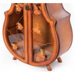 Vintiquewise Tall Violin Shaped Cabinet With 2 Shelf And Acrylic Clear Double Door - Brown -Elegance Barware b9912db8 b3d3 4149 bc27 7c47df16c379