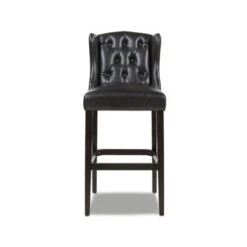 Richmond Faux Leather Armless Wingback Tufted Counter And Bar Stool - Single - Vintage Black Brown - Counter Height -Elegance Barware ba47a7f5 86b1 4383 97c8 8b2cc58f5330
