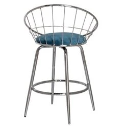 Hillsdale Bullock Basket-style Back Metal Swivel Counter Height Stool - N/A - Chrome And Teal Blue - Counter Height -Elegance Barware ba767fa1 4d12 4f40 90a0 1ca191819e9e