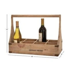 Farmhouse 14 X 18 Inch Wooden 8-Slot Wine Bottle Basket By Studio 350 - Brown -Elegance Barware ba95c29b d023 43ec 9de6 4f6104b48ab8
