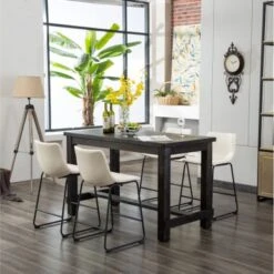 Roundhill Furniture Bronco Antique Wood Counter Height 5-piece Dining Set - Grey -Elegance Barware bacc8967 23d0 4934 a336 9c1624d0c3b8