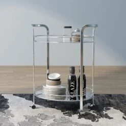 DH BASIC Modern Chrome Bar Cart By Denhour - Chrome