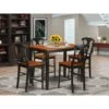 East West Furniture Acacia Wood 5-piece Counter-height Set - A Dining Table And 4 Wooden Chairs ( Finish Option) - YAKE5-BLK-W