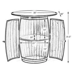 Vintiquewise Wine Barrel Round Table Wine Storage Cabinet - Brown -Elegance Barware bb43929a 0d4b 4e0e 9f0d 66816f6ea08a