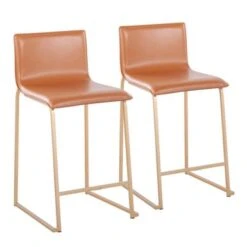 Mara Contemporary Upholstered Counter Stool (Set Of 2) - N/A - Gold / Black -Elegance Barware bb63100f c715 41e4 b484 443b05886c51