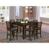 East West Furniture Modern 7-piece Pub-height Table Set - A Table And 6 Chairs In Cappuccino Finish (Seat's Type Options) - FAIR7-CAP-LC