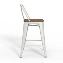 WYNDENHALL Josephine Industrial Metal / Wood Stool (Set Of 2) - Black - Bar Height - 29-32 In. -Elegance Barware bb8db3b6 919e 4b3a 9983 c1a4a97d4a45