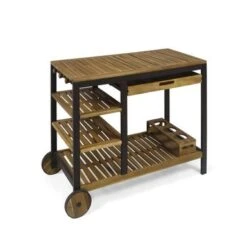 Admirals Indoor Acacia Wood Bar Cart By Christopher Knight Home - N/A - Natural Finish + Rustic Metal -Elegance Barware bbec3a94 c7da 45ff 9013 be8472e4a4ed