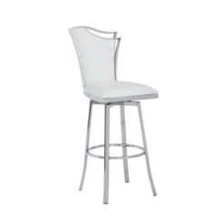 Somette Nana Swivel Barstool With Design Back - White