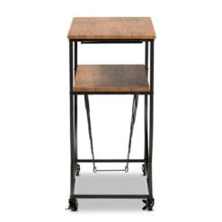 Baxton Studio Dania Antique Vintage Industrial Metal And Wood Mobile Wine Bar Cart - Iron - Black -Elegance Barware bc4736a0 ef8f 4403 89ea 8b67873a9510
