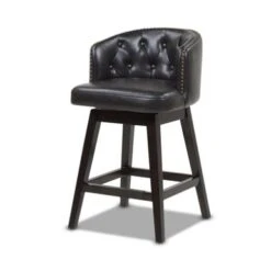Jennifer Taylor Home Davidson Faux Leather Swivel Low Back Counter And Bar Stool - Set Of 2 - Vintage Black Brown Faux Leather - Bar Height -Elegance Barware bca3f457 0ec0 4472 b485 52c5ce5e8501