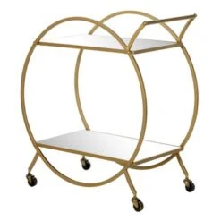 Metal Contemporary Bar Cart With Wheels - Silver -Elegance Barware bdb78656 c10c 4299 acdb 87d664a9a736