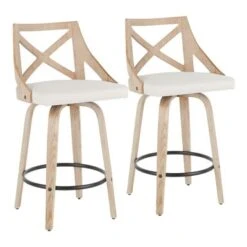 The Gray Barn Charlotte 26" Fixed-Height Counter Stool With Round Footrest (Set Of 2) - Grey Fabric/Light Grey Wood/Black Footrest -Elegance Barware be5ed0f4 dfde 46a3 9bc8 0309179f4352