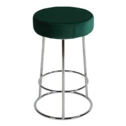 Cortesi Home Bodiam Counterstool In Green Velvet And Chrome, 24" - Single - Counter Height