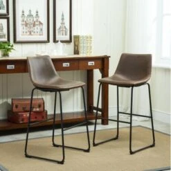 Roundhill Furniture Lotusville 7-PC Antique Black Wood Table With Faux Leather Barstools - Grey -Elegance Barware bf0951ca 81a5 40ef 9e1f 87e43cbf900f