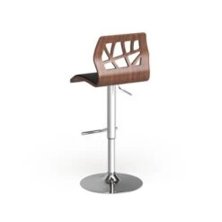 Carson Carrington Sala Mid-Century Modern Walnut Wood Adjustable Barstool - N/A - Cream Faux Leather -Elegance Barware bf29c293 c545 45cf 9d67 9a50dc64b9cf