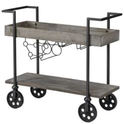 FirsTime & Co. Factory Row Industrial Farmhouse Wheeled Bar Cart - Rustic Brown -Elegance Barware bf8dd8f6 14f8 40f4 a776 3e209d9af8d3