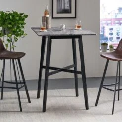 Kenilworth Modern Resin Square Bar Table By Christopher Knight Home - Gray Cement+ Black -Elegance Barware bfd9e8e7 46fa 4336 b794 e6d95dbedc72
