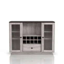 DH BASIC Traditional Coastal White 47-inch Glass-Door Wine Bar Cabinet By Denhour - Coastal White -Elegance Barware bff9b8d5 0f24 4cfb b1d0 8b993623fd0d
