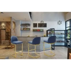 Silver Orchid Boardman PU Leather Bar Stool/Counter Stool Chair - Navy - Bar Height -Elegance Barware c02067e6 7b5b 4dc1 83cd 842064c26dad