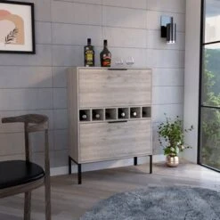 Boahaus Belfast Bar Cabinet (Grey) - Grey - MDF
