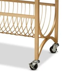 Baxton Studio Jacek Modern And Contemporary Gold Metal Wine Cart With Marble Top - White, Gold -Elegance Barware c1307dc9 cfe5 4d59 8c2e c1d3b94d808d